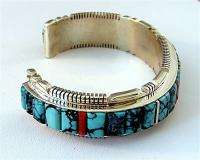 Navajo Tommy Francisco Turquoise Corn Row Bracelet Sz 8  