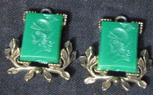 VTG ART DECO NOUVEAU CARVED GREEN VIKING KNIGHT CHARMS  