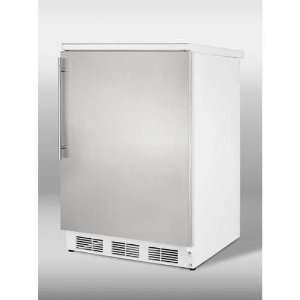   Refrigerator in White with Stainless Steel Door and Vertical Handle