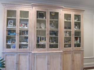 Antique Pine Wall Unit Cabinet Hutch in White Washed Slightly 