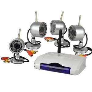 4GHz Wireless Surveillance Camera Kit w/4 Channel Wireless Receiver 