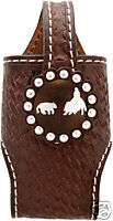 Leather Cutting Horse Concho Western Cell Phone Holder  