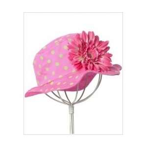  Jamie Rae Pink & Lime Polka Dot Sun Hat with Pink Daisy 
