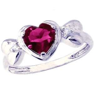   Gold Ribbon Designed Sweet Heart and Diamond Ring Rhodolite, size5