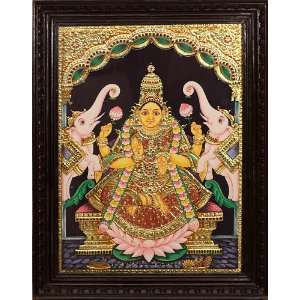  Gaja Lakshmi (Framed)   Tanjore Painting   Traditional 