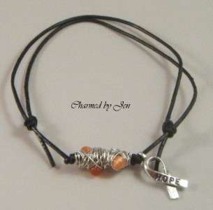 Mens MULTIPLE SCLEROSIS Wire Wrapped Leather Bracelet  