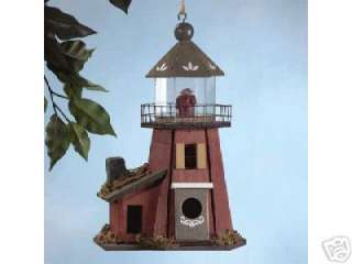 GARDEN DECOR WOOD AND PLEXIGLASS LIGHTHOUSE BIRDHOUSE  