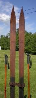 VINTAGE Wooden Skis 74 Wood Skiis +POLES Ski POINTS  