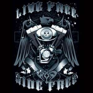 BIKER LIVE FREE V TWIN SHORT SLEEVE T SHIRT (S  5XL )  