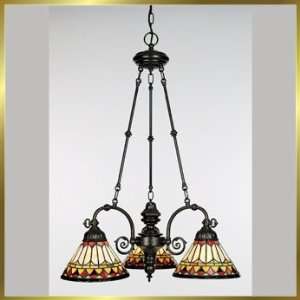 Tiffany Chandelier, QZTF395VB, 3 lights, Antique Bronze, 25 wide X 33 