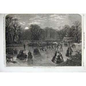   1859 Scene Skating Serpentine Torchlight Moon Winter