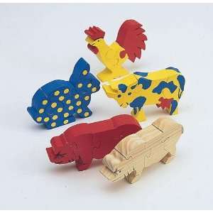    Wooden Animal Puzzles   Farm Animals (Pack of 12) Toys & Games