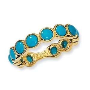    Gold plated Sterling Silver Simulated Turquoise Ring Jewelry