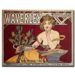 Waverly Cycles by Alphonse Mucha Framed 35x47 Canvas Art  