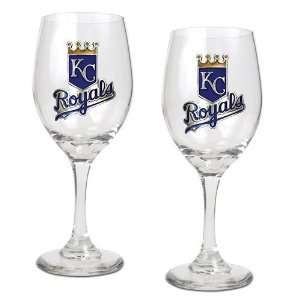   City Royals MLB 2pc Wine Glass Set   Primary Logo