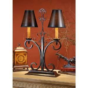   21086 Twin Candle 1 Light Table Lamps in Old Rust On Hand Wrought Iron